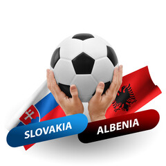 Soccer football competition match, national teams slovakia vs albenia