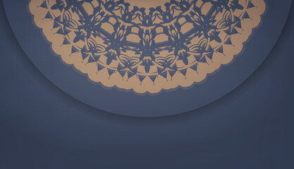 Baner in blue with vintage brown pattern for design under your logo