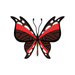 Exotic color butterfly. Hand drawn moth wings or insect. Cartoon tropical animal. Isolated  icon