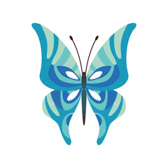 Exotic color butterfly. Hand drawn moth wings or insect. Cartoon tropical animal. Isolated  icon