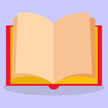Book. An open book with a red binding. The image is made in a flat style. Vector illustration. A series of business icons.