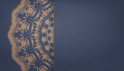 Baner of blue color with mandala brown ornament for design under your text