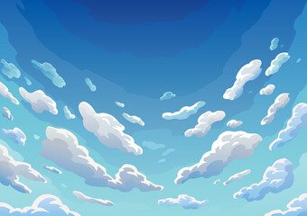 Fototapeta na wymiar Sky clouds. Morning landscape with clouds and gradient sky, colorful heaven skies background. Realistic backdrop in soft pastel blue colors