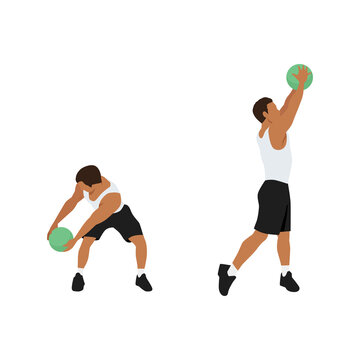 Man doing Medicine ball wood chops. chops exercise. Flat vector illustration isolated on white background © lioputra