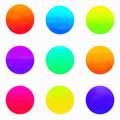 Background for icons, pictures, illustrations, postcards, packaging. Round bright colored icons for watercolor