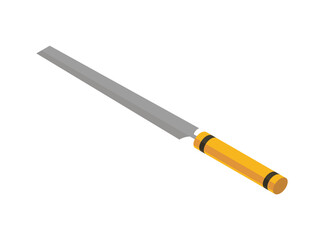 Rasp isometric hand tool. Detailed icon of tool for handyman repair.  equipment of builder instrument. Tool supplies on white background