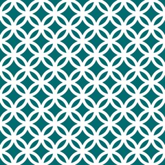 Obraz premium White line circles seamless pattern on the green background. Vector illustration. Wrapping paper.