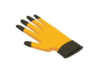 Gloves isometric hand tool. Protective gloves isolated on white. Detailed icon of tool for handyman repair.  equipment of builder instrument