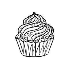 Vector illustration of a cupcake isolated on a white background.