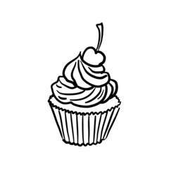 Vector illustration of a cupcake isolated on a white background.