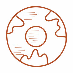 Line Ceramic plate, faience dish, handmade clay dishes. Hand drawn vector illustration in doodle style. Isolated element on a white background