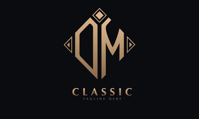 Alphabet OM or MO diamond illustration monogram vector logo template