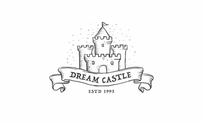 dream castle logo illustration silhouette vintage template design