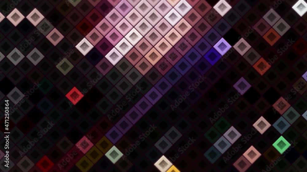 Poster abstract diagonal square mosaic pattern background, seamless loop. motion. small same size squared b