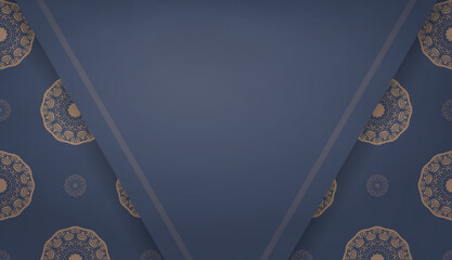 Blue banner template with greek brown pattern and space for your logo or text