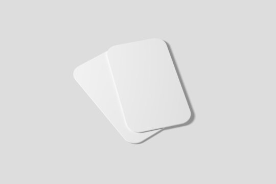 Vertical Round Corner Business Card White Blank 3D Rendering Mockup