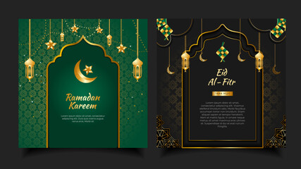 Ramadan kareem vector greeting card. eid mubarak, eid al fitr