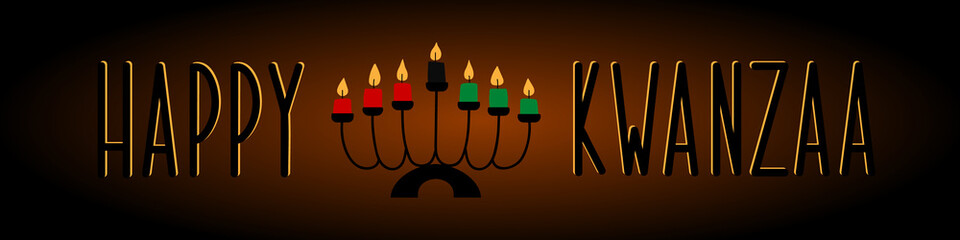 Happy Kwanzaa. African American holidays card. Traditional Kwanzaa symbols.