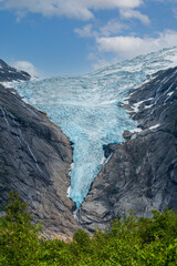 Closeup view on Briksdalsbreen Glacier in Norway.