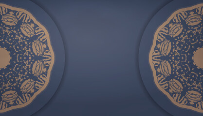 Blue banner template with vintage brown ornament and space for your logo or text