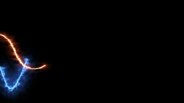 Magic portal made of ice and fire. Fusion of the elements of nature. The energetic glow and bursts of flame create an abstract path.