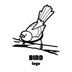 The logo of a bird sitting on a branch and looking at us.  Bird logo symbolizing freedom