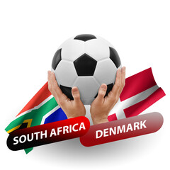 Soccer football competition match, national teams south africa vs denmark