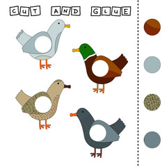 Vector illustration of mead animals lacking the desired element. paper game for the development of preschoolers. Cut out parts of the image and glue on the animal. A fun game for kids and kids