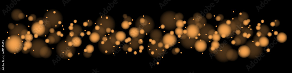 Poster Blur effect on a black background. Vector background with golden bokeh dust, blur effect. Vector illustration EPS 10