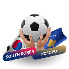Soccer football competition match, national teams south korea vs kosovo