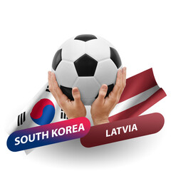 Soccer football competition match, national teams south korea vs latvia