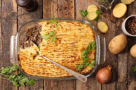 hachis parmentier- french dish with mashed potato and minced beef
