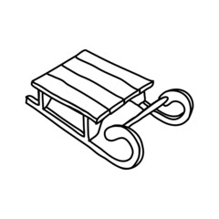 Vector illustration of a sled isolated on white background.