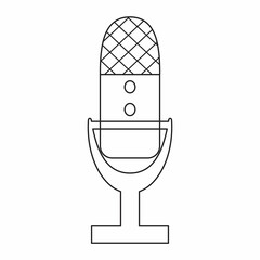 Line art Microphone icon. Vector illustration. Isolated element on a white background