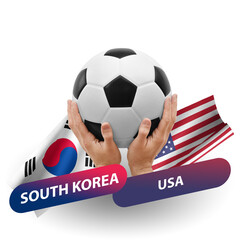 Soccer football competition match, national teams south korea vs usa