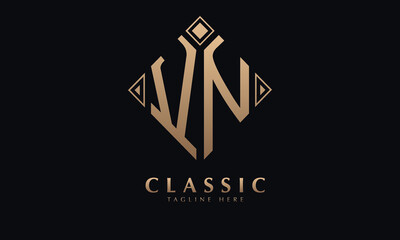 Alphabet VN or NV diamond illustration monogram vector logo template