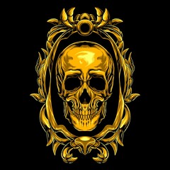 golden skull illustration