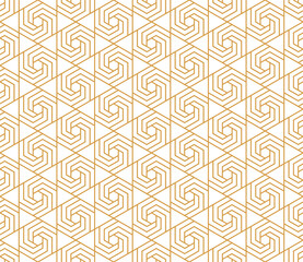 The geometric pattern with lines. Seamless vector background. White and gold texture. Graphic modern pattern. Simple lattice graphic design