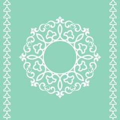 Decorative frame Elegant vector element for design in Eastern style, place for text. Floral green and white border. Lace illustration for invitations and greeting cards