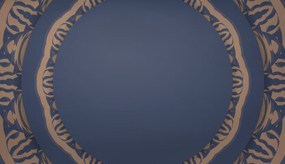 Blue color banner template with abstract brown pattern for design under your logo or text