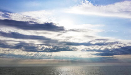 Seascape with dark clouds over the water
