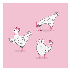 Cartoon Chicken Mascot with 8 poses EPS 10 Vector