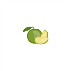 Vector illustration of detailed big shiny green apple