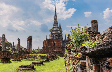 Outside view of Wat Phra Si Sanphet, Ayutthaya, Thailand