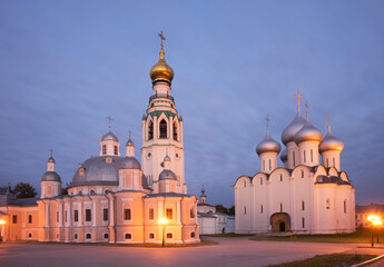 Fototapeta na wymiar Vologda Kremlin - Resurrection cathedral and Saint Sophia cathedral at Cathedral Hill in Vologda. Russia
