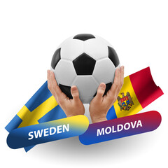 Soccer football competition match, national teams sweden vs moldova