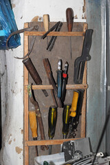 Vintage Tools Hanging On A Wall