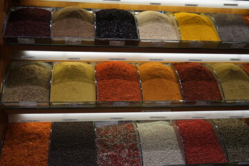 Spices at the bazaar in Istanbul Turkey