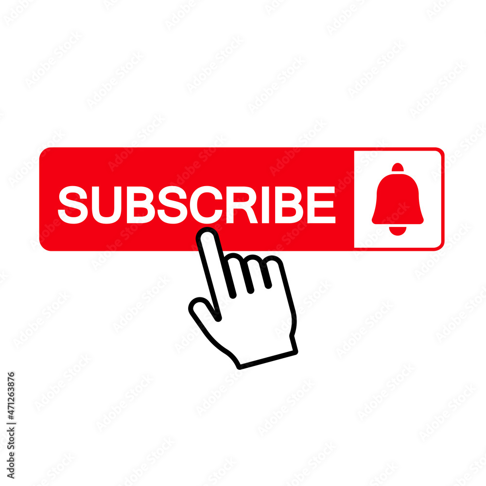 Poster subscribe button vector icon on white background. click button isolated. hand click icon vector.