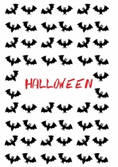 Obraz na płótnie Canvas ofndo with repetition of bats, and happy halloween phrase